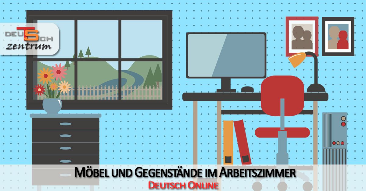 Möbel und Gegenstände im Arbeitszimmer